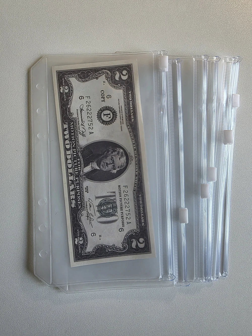 A6 Cash Envelopes Clear Plastic Zipper Organizer Pouches - Set of 6